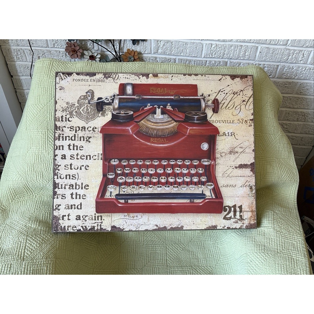 World Market RusticRed Typewriter Wall Art Regal Retro Office Decor 23.5 x 18.5